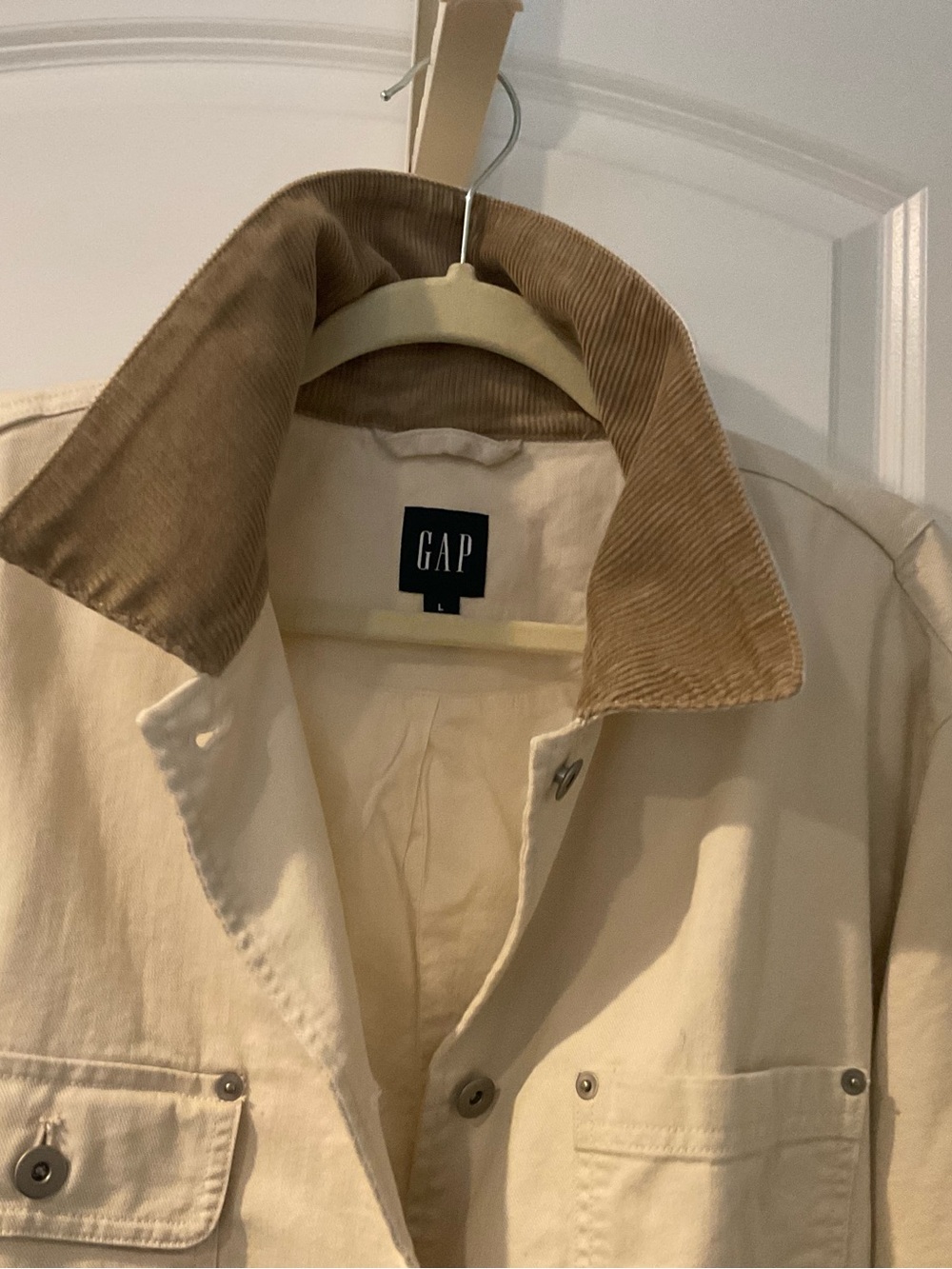 GAP Cream Utility Jacket with Tan Corduroy Collar
